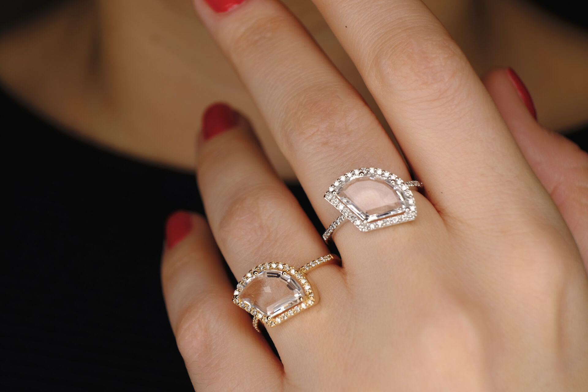 441 Minimalist Ring with White Topaz and diamonds - Image 5