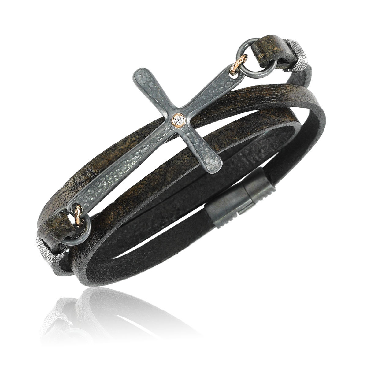 B151565 Deri üzeri haç bileklik - Image 1