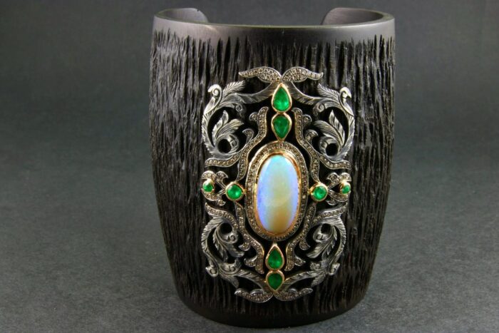 Opal taşlı Abanoz ağacı bilezik - Image 1