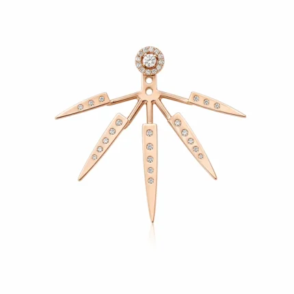 Işıltılı Işın Formlu Pırlanta Taşlı Altın Ear Cuff