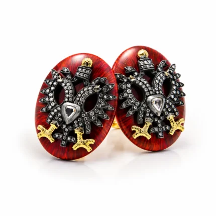 Mine Detaylı Kartal Motifli Kol Düğmesi