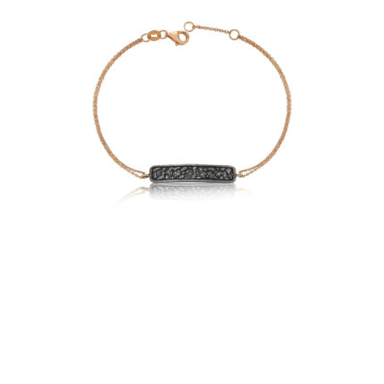 Okside Gümüş, Beyaz Pırlanta ve Altın Detaylı Zincir Bileklik