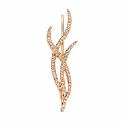 Organik Formlu Pırlanta Taşlı Altın Ear Cuff