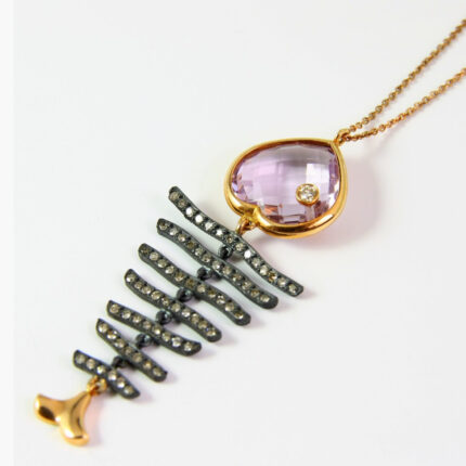 Amethist balık kolye