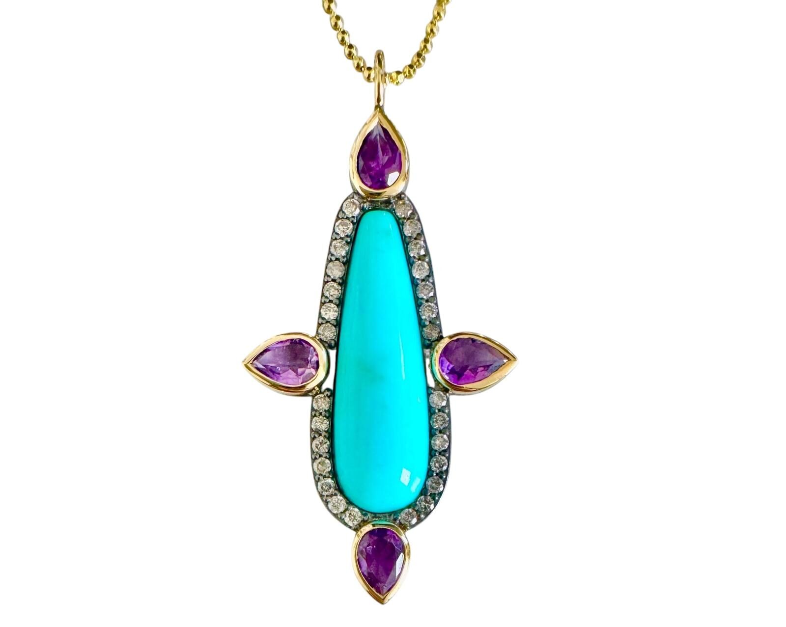 P250519 Amethyst-Firuze kolye - Image 1