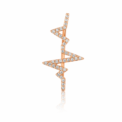 Pırlanta Taşlı Kalp Atışı Form Tek Earcuff Küpe