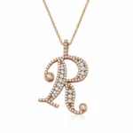 Pırlanta Taşlı R Harf Kolye – Kişiye Özel Rose Gold Şıklık