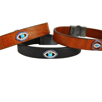 Firuze ve pırlantalı deri bileklik