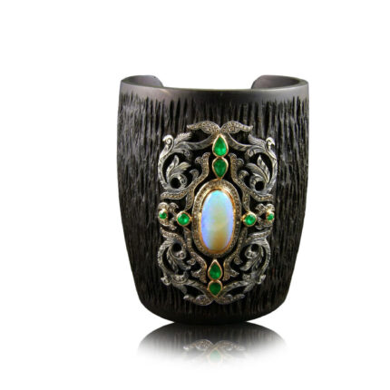 Opal taşlı Abanoz ağacı bilezik