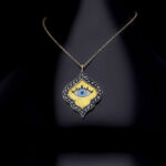 Siyah Pırlanta Detaylı Nazar Göz Altın Kolye - Image 2