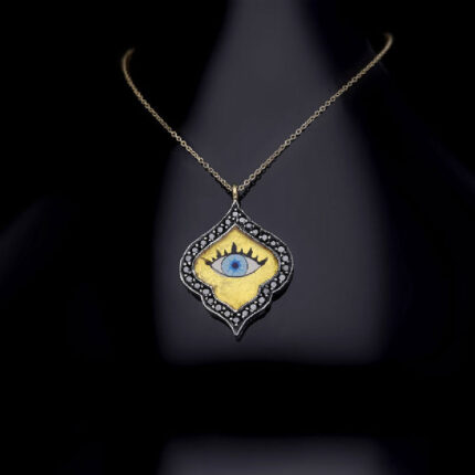 Siyah pırlantalı göz kolye