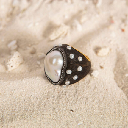 Barok inci-Abanoz ağacı yüzük