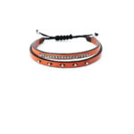 Deri Bileklik Pırlanta Şerit Detaylı Modern Tasarım