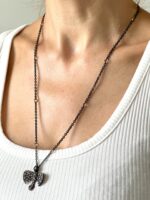 Konyak renkli elmas detaylı kuş kolye - Görsel 3