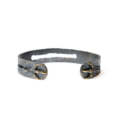 Pençe Detaylı Oksitli Gümüş Kelepçe Bileklik