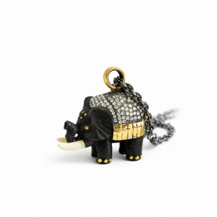 Pırlantalı Fil Figürlü Tasarım Altın Kolye