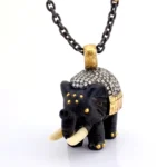 Pırlantalı Fil Figürlü Tasarım Altın Kolye - Görsel 3