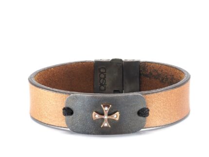 Haç Detaylı Deri Bileklik