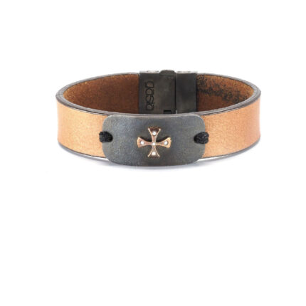 Haç Detaylı Deri Bileklik