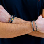 Türkbükü Yuvarlak Siyah Deri Pırlanta Detaylı Erkek Bileklik - Image 3