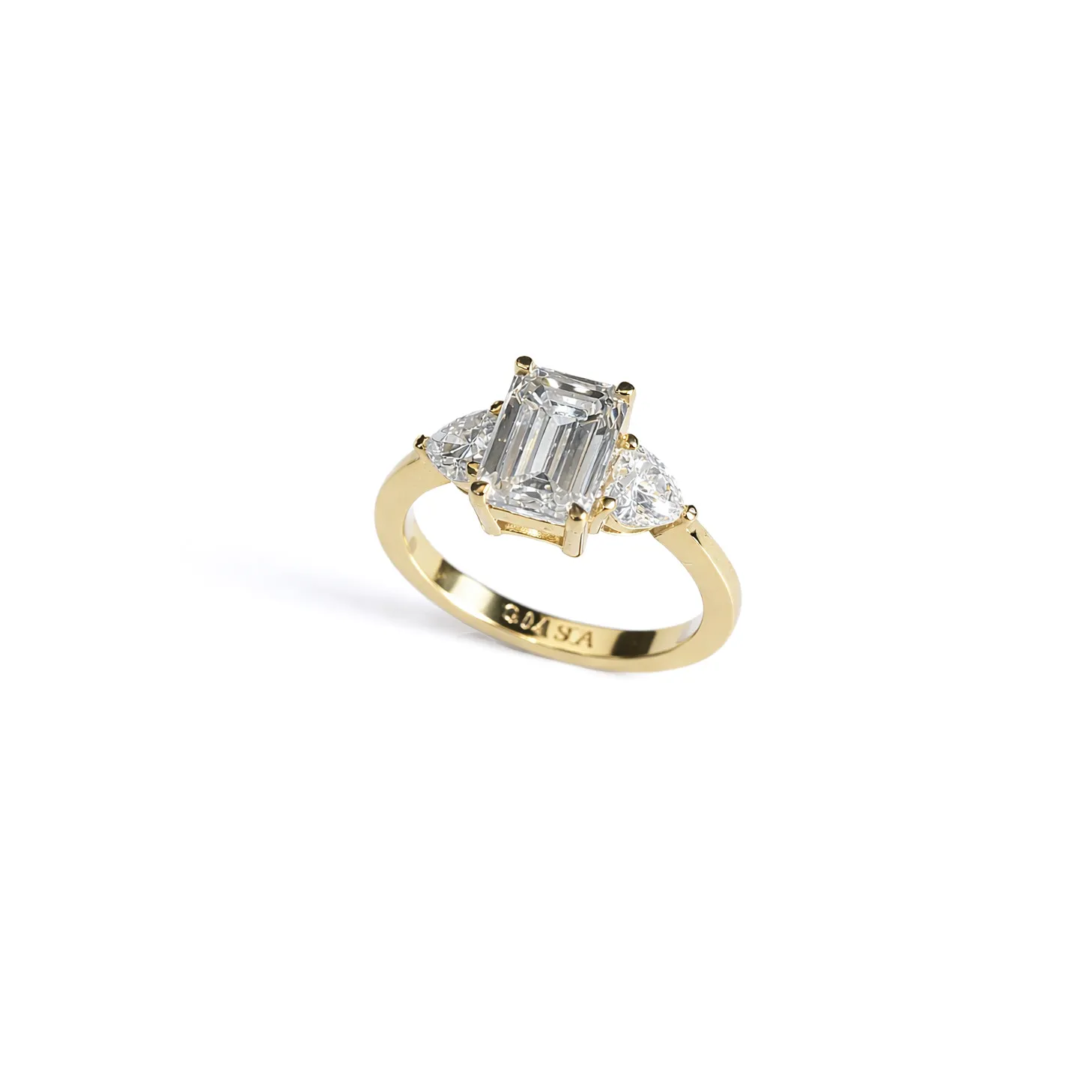 Baget Kesim Üç Taş Pırlanta Yüzük Emerald cut cvd pırlanta yüzük - Image 1