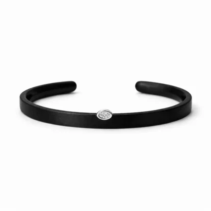 Minimal Pırlanta Detaylı Karbon Fiber Bileklik