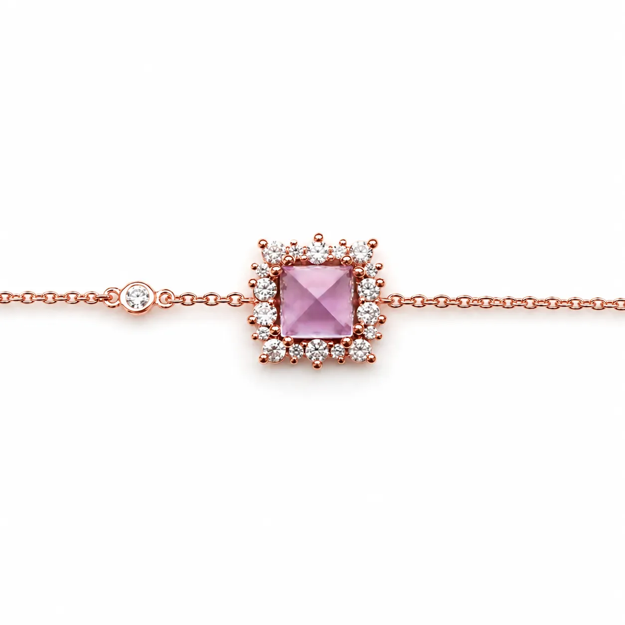 Ametist Taşlı Pırlanta Bileklik Kare Amethyst Bileklik - Image 1