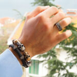 Mavi Örgü Deri ve Gümüş Detaylı Erkek Bileklik - Image 3