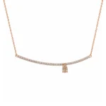 Damla Kesim Light Brown Pırlantalı Rose Altın Sıra Taş Kolye