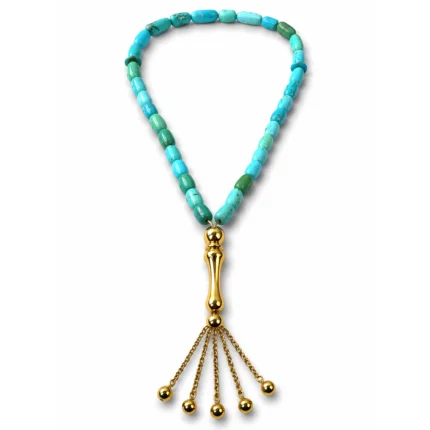 Firuze Taşlı Altın Detaylı Tesbih