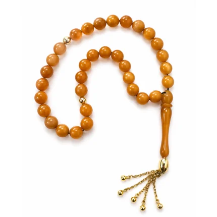 Kehribar Taşlı Altın Püsküllü Tesbih