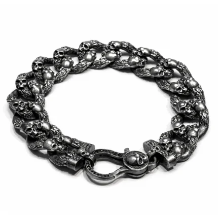 Kuru Kafa Detaylı Okside Gümüş Zincir Bileklik