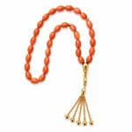 Mercan Taşlı Altın Püsküllü Tesbih