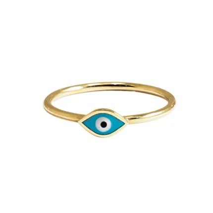 Minimal Nazar Boncuklu Altın Yüzük