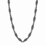Fleur de Lis Detaylı Gümüş Zincir