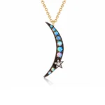 Opal ve Pırlantalı Hilal Yıldız Kolye