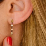 Pırlanta Detaylı Oksit Gümüş Altın Gasia Halka Küpe - Image 7