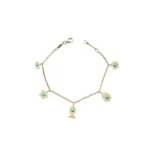 Turkuaz Taşlı Nazar Motifli Altın Bileklik - Image 2