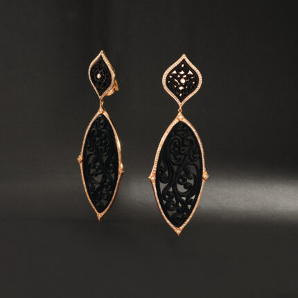 Abanoz Oymalı Elegans Küpe