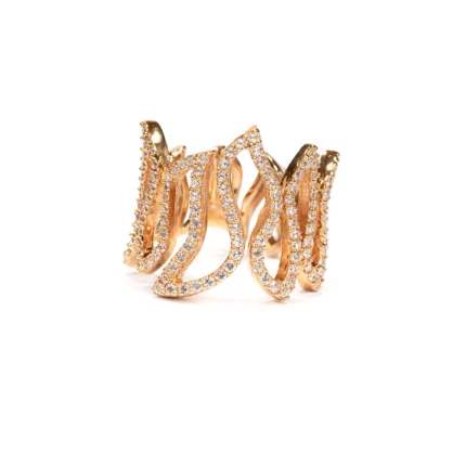 Dalga Formlu Pırlanta Tasarım Altın Yüzük