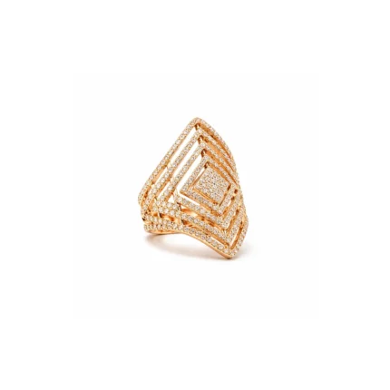 Geometrik Tasarım Pırlantalı Altın Yüzük