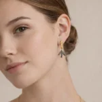 Kırlangıç Figürlü Pırlanta Taşlı Sallantılı Küpe - Image 2