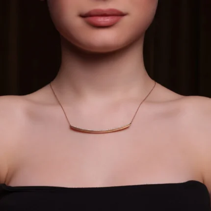 Minimal Pırlanta Çubuk Altın Kolye