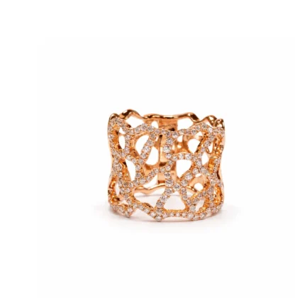 Organik Form Pırlanta Tasarım Geniş Altın Yüzük