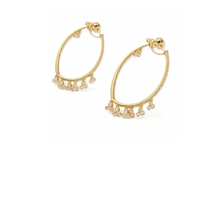 Oval Halka Küpe – Pırlanta Detaylı Sallantılı Şık Tasarım