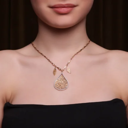 Pırlanta Detaylı Besmele Yazılı Altın Kolye