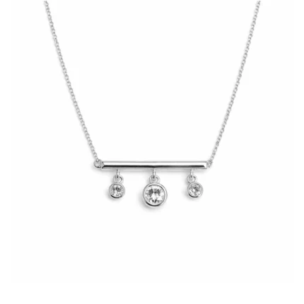 Pırlanta Detaylı Beyaz Altın Minimal Kolye