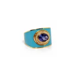 Tanzanit Taşlı Turkuaz Mineli Altın Yüzük - Görsel 2