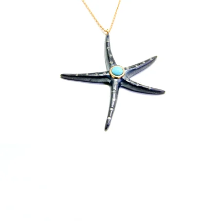 Turkuaz Taşlı Deniz Yıldızı Tasarım Kolye