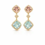 Aquamarine ve Morganite Taşlı Sallantılı Küpe